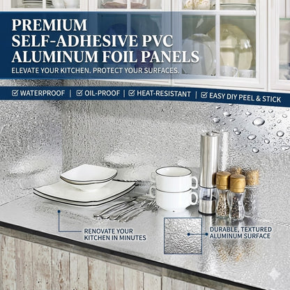 Self-Adhesive PVC Aluminum Foil Wall Panels – Waterproof Kitchen Backsplash Stickers