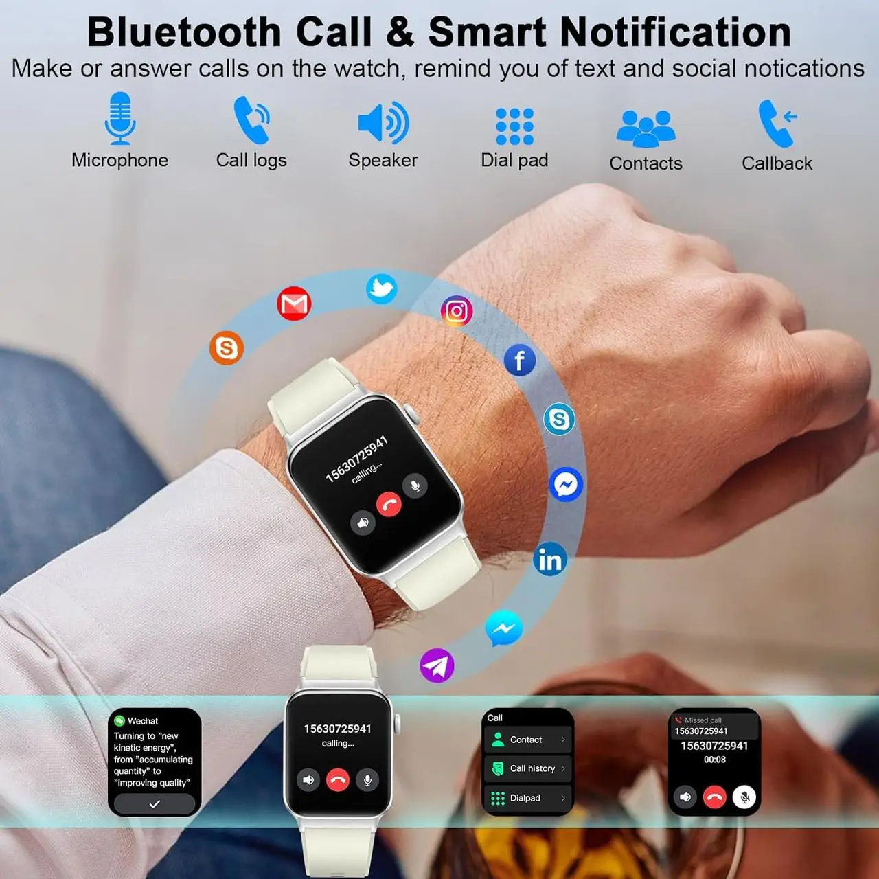 Smart Sports Watch – Bluetooth Calling & Multi-Function Fitness Smartwatch