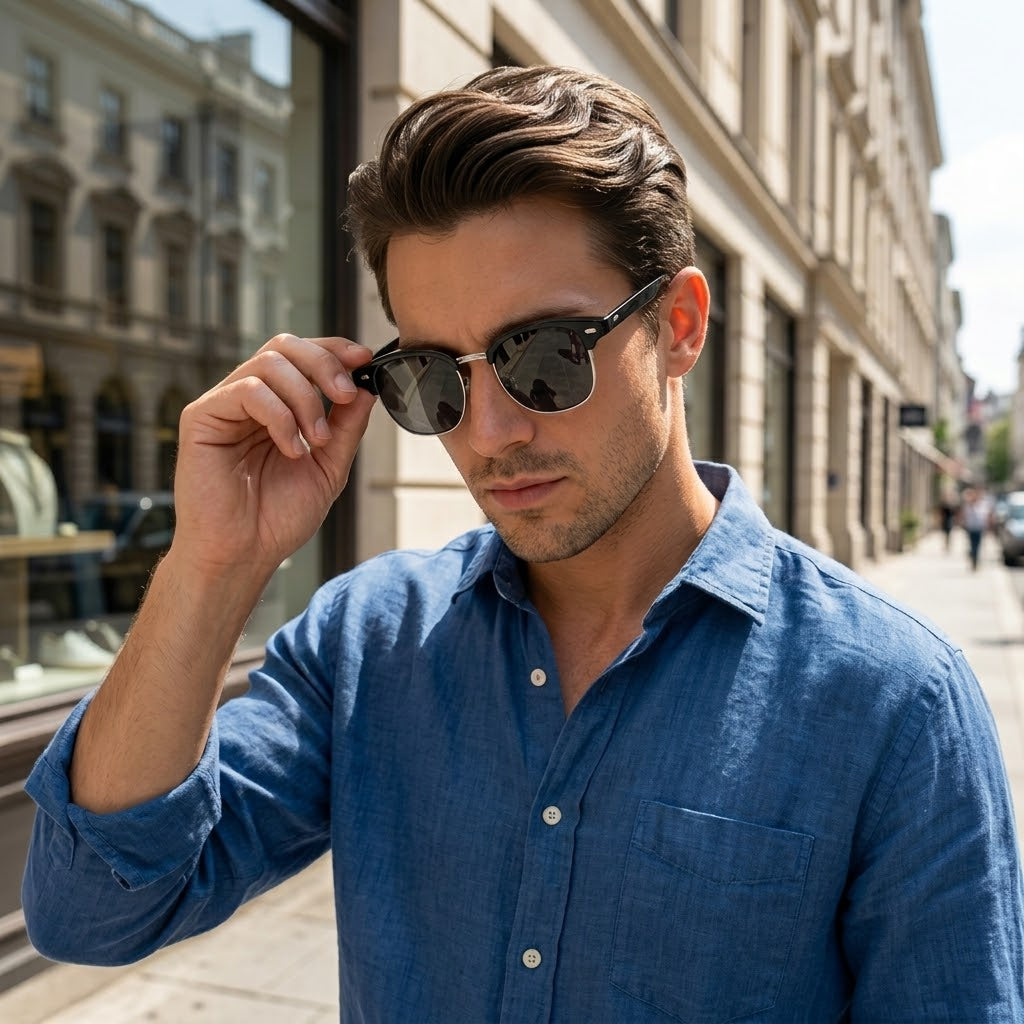 Vintage TR90 Half-Frame – UV400 Square Sunglasses