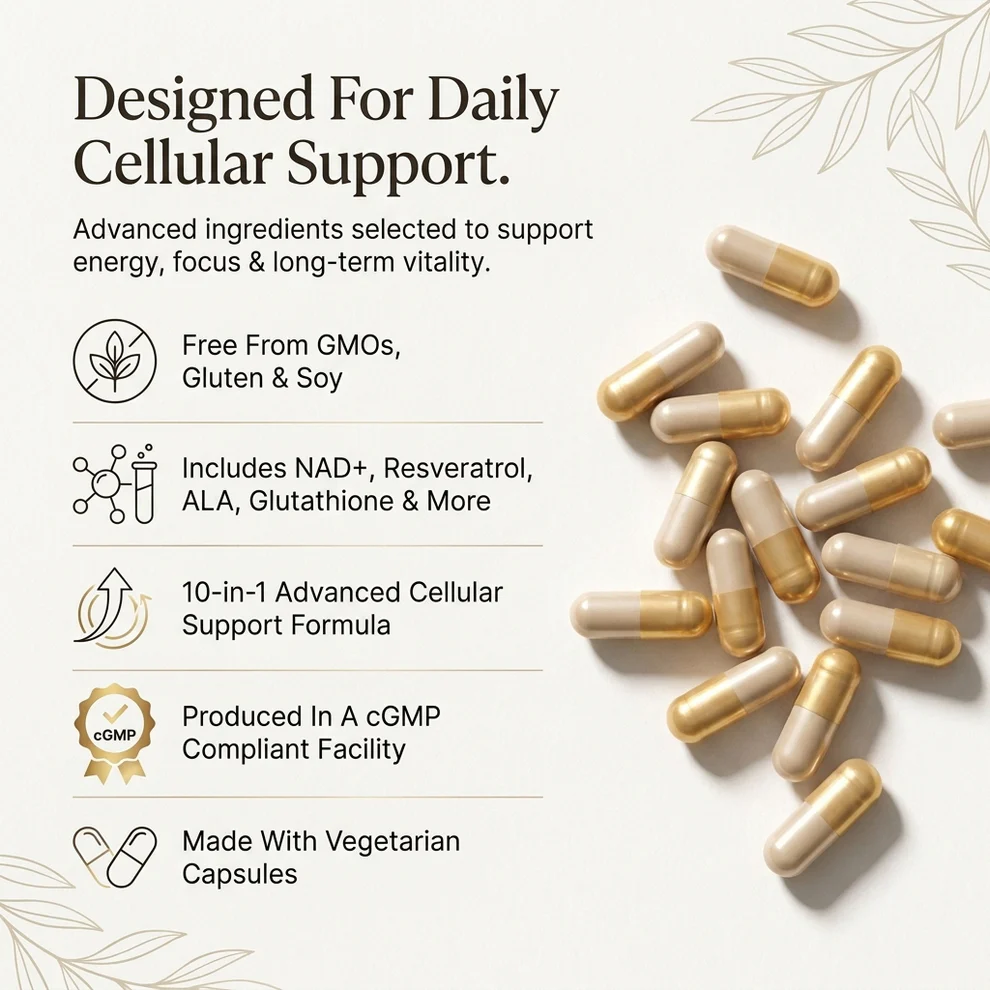 10-in-1 Liposomal NAD+ Support Complex Daily Antioxidant Supplement